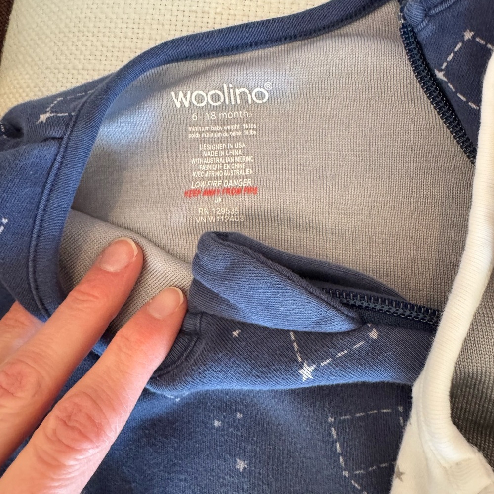 Woolino Classic Wool Sleep Sack Bundle, 6-18 mo, star prints - Navy & White - Picture 3 of 4